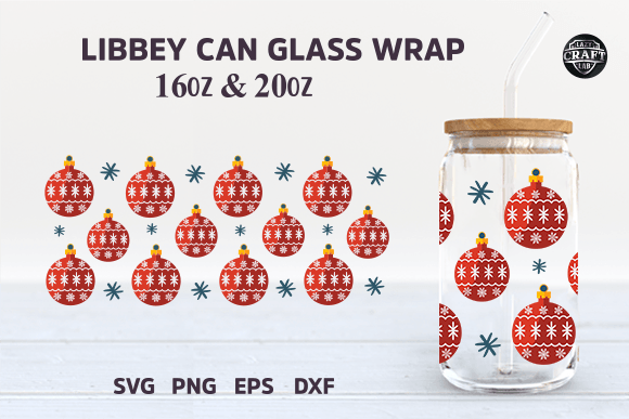 Christmas Balls Can Glass Wrap Libbey SV