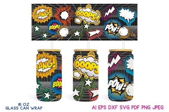 COMICS Space 16 Oz Glass Can Wrap
