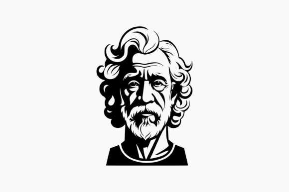 Curly Hair Old Man Face