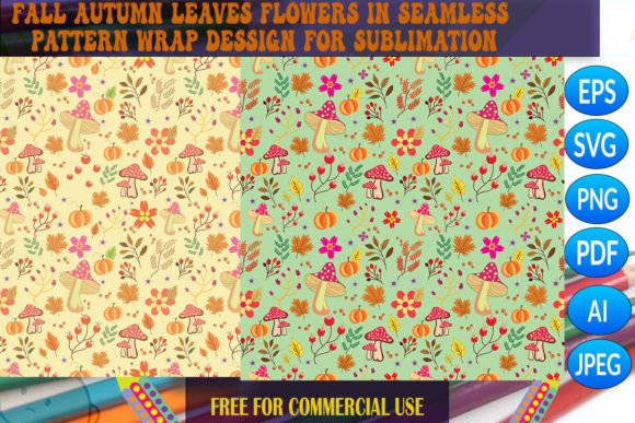 Fall Autumn Foliage Seamless Pattern Sub