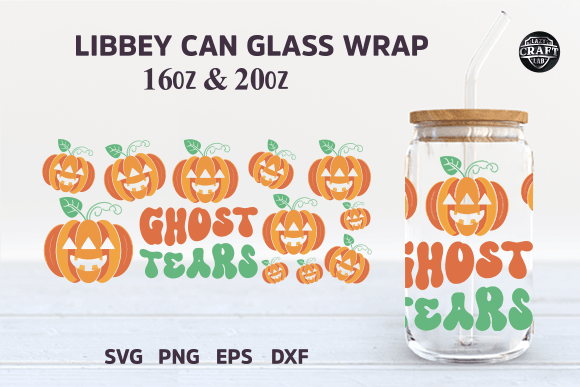Halloween Libbey Can Glass Wrap Pumpkin
