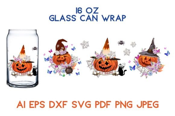 Halloween Party Wrap 16 Oz Can Glass
