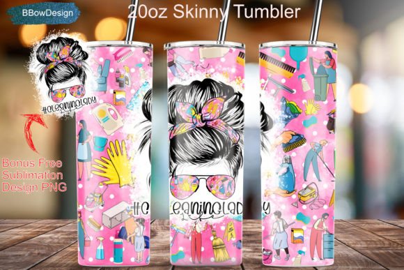 Pink Cleaning Lady Life 20oz Skinny