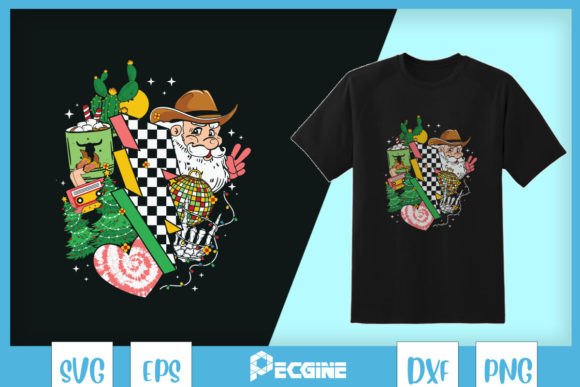 Retro Christmas Santa Claus Cowgirl