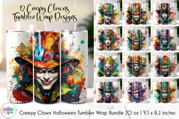 Vintage Halloween Clown Tumblers Bundle