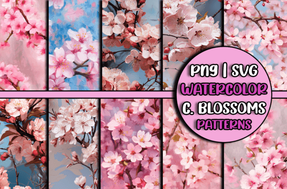 Watercolor Flower Pattern Cherry Blossom