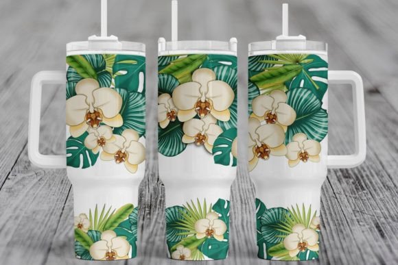 White Orchids Flower 40oz Quencher