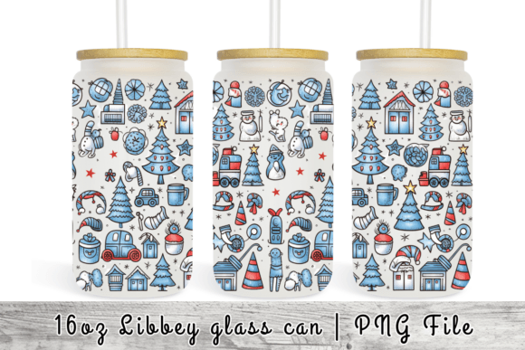 Winter Christmas Libbey Beer Glass Can