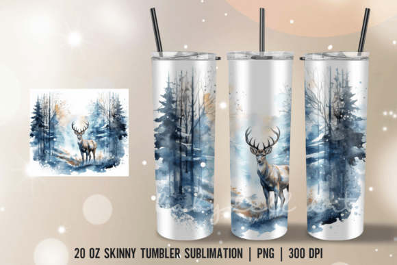 Winter Deer Skinny Tumble Sublimation